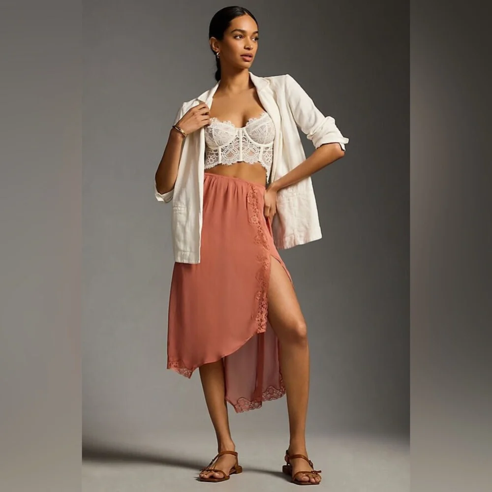 ✨ Anthropologie Sheer Asymmetrical Skirt Sz L